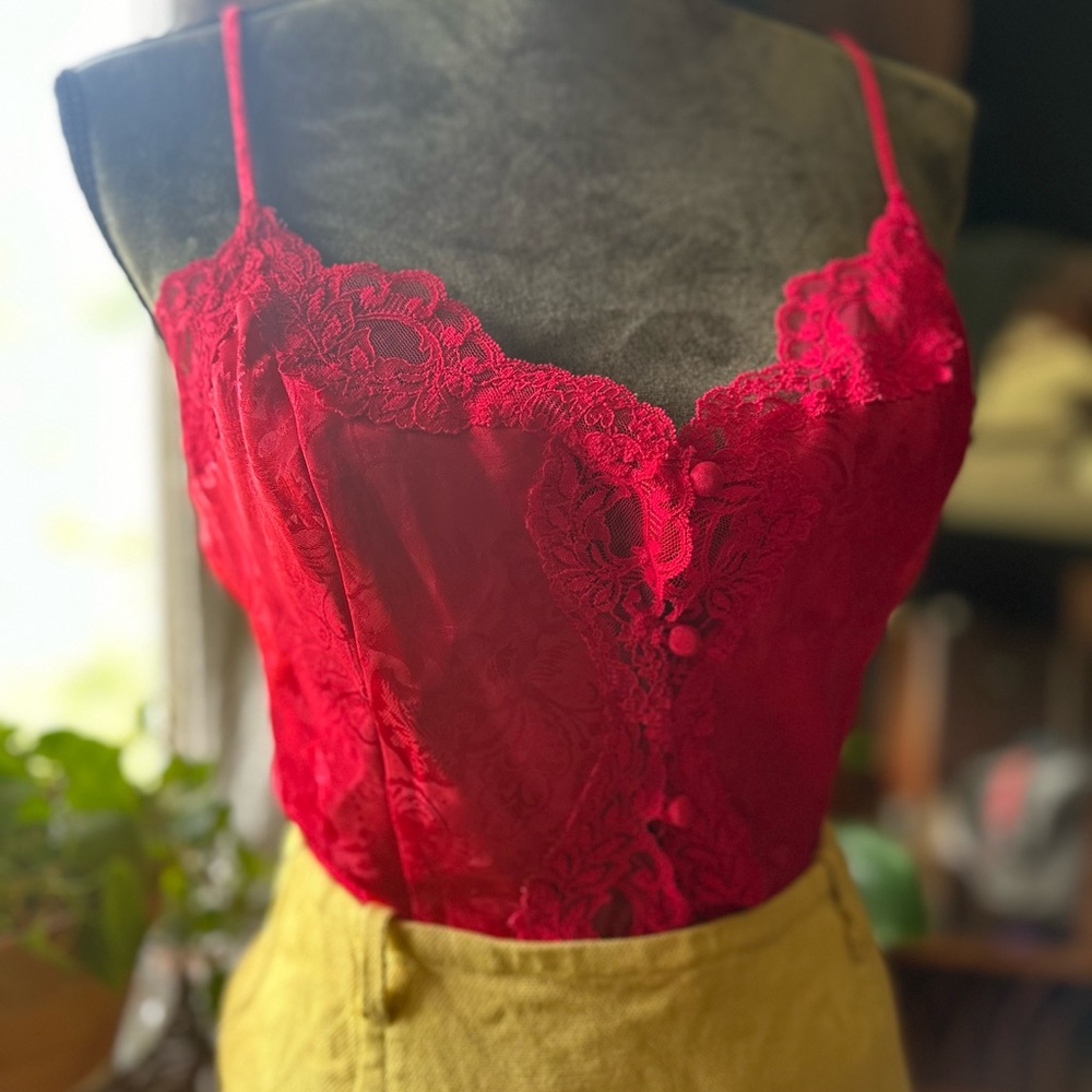 Victoria’s Secret Gold Label Red Camisole Top, Vintage Camisole, Lingerie